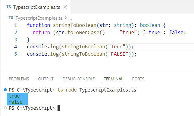 convert string to boolean typescript