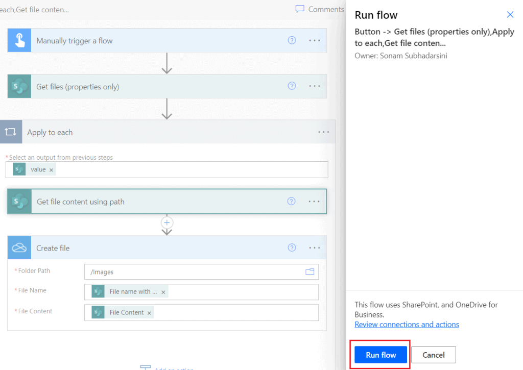 copy file SharePoint to OneDrive using flow