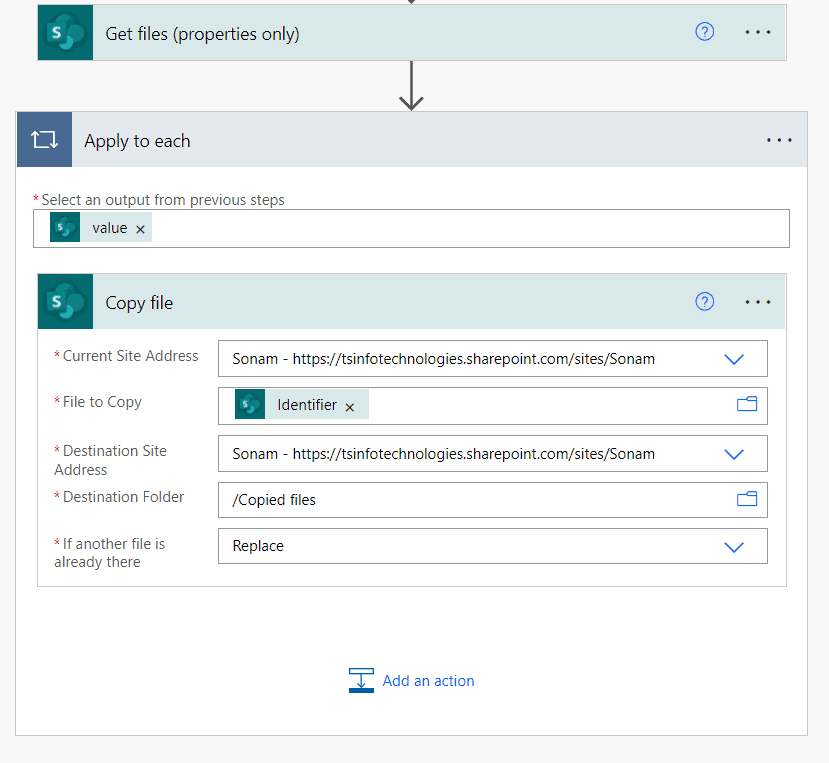 Copy files between SharePoint folders with Microsoft flow