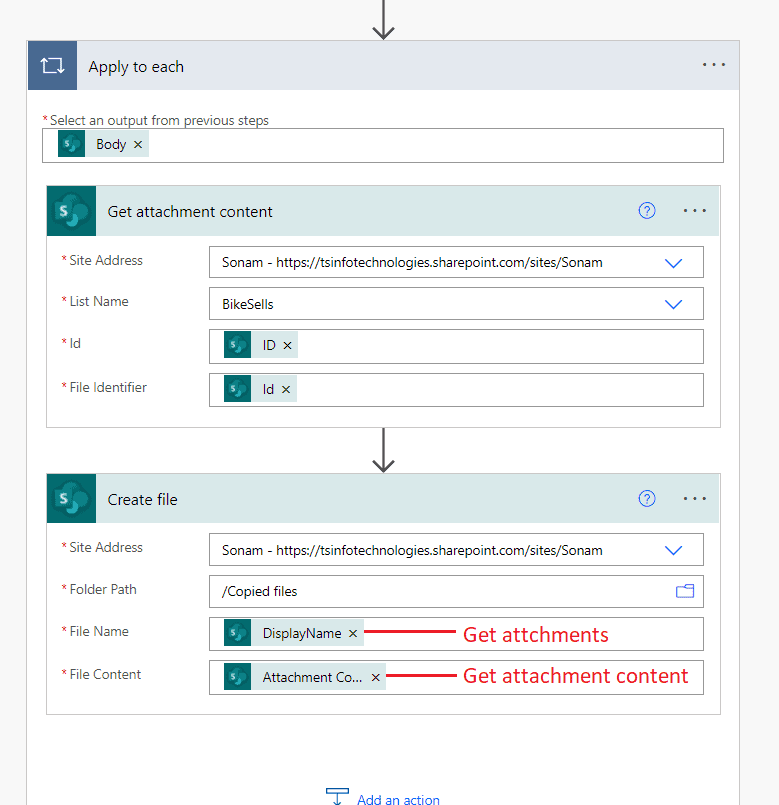 Copy SharePoint Lists attachments to a SharePoint Library using Power Automate