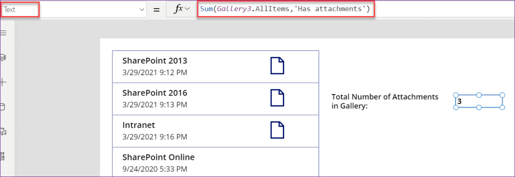 count attachment in PowerApps