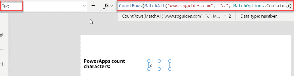 count character in PowerApps