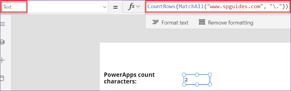 count characters in PowerApps