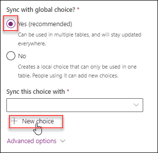 Create a Choice Column in Dataverse