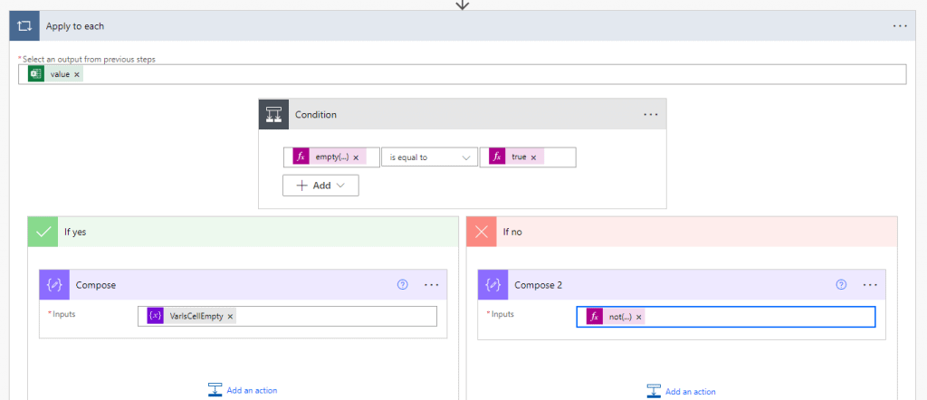 Create a flow if cell is empty using Power Automate