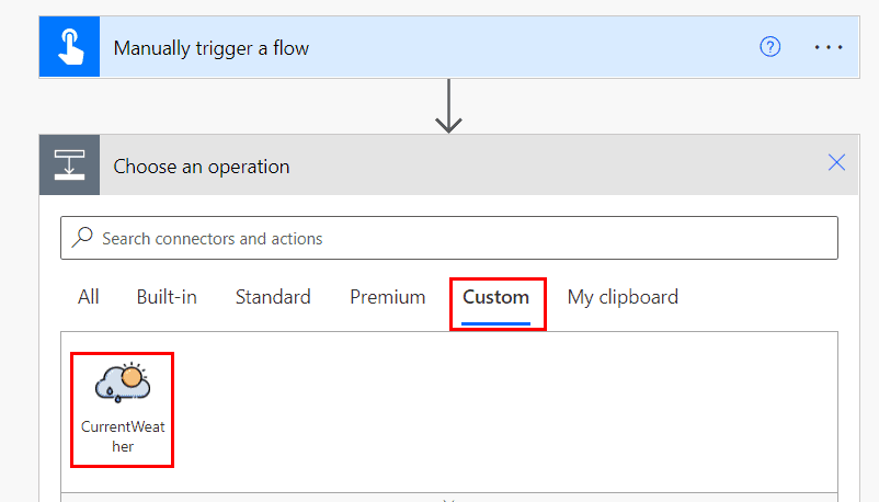 create a flow using custom connector