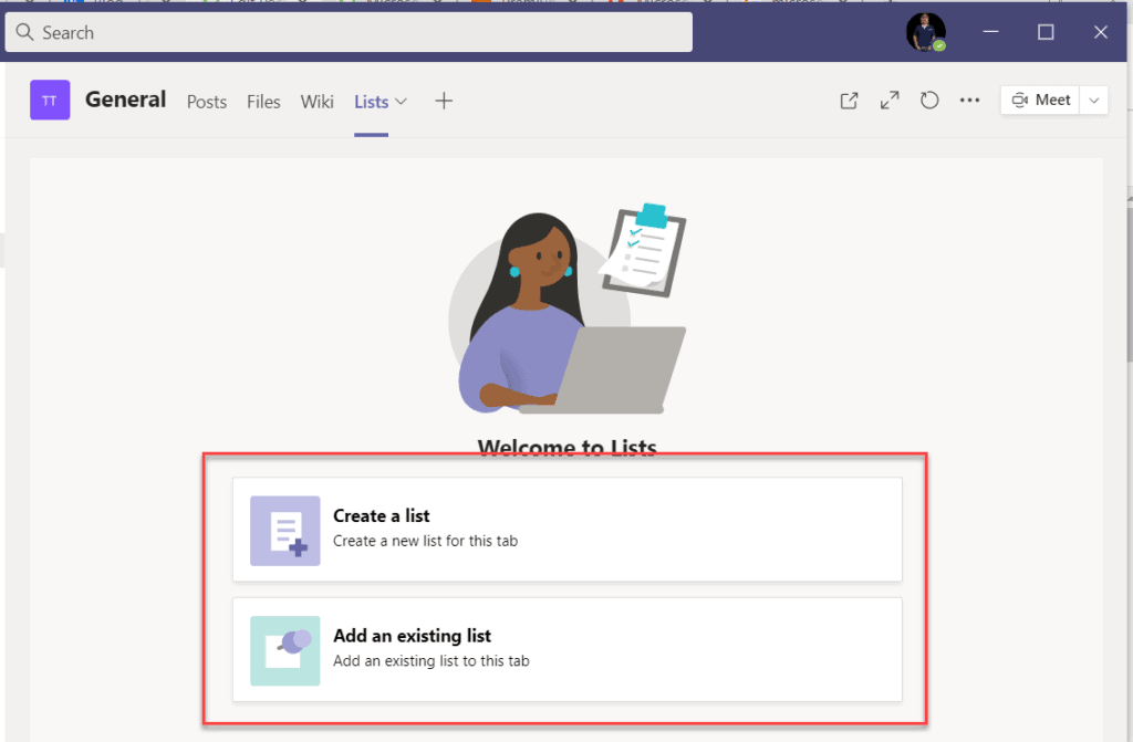 create a microsoft list from microsoft teams