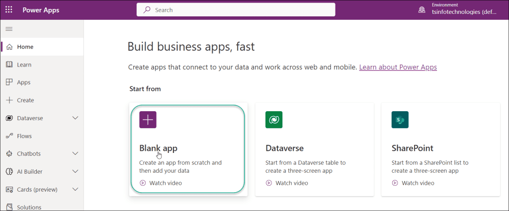 create a canvas app in powerapps from a sharepoint list