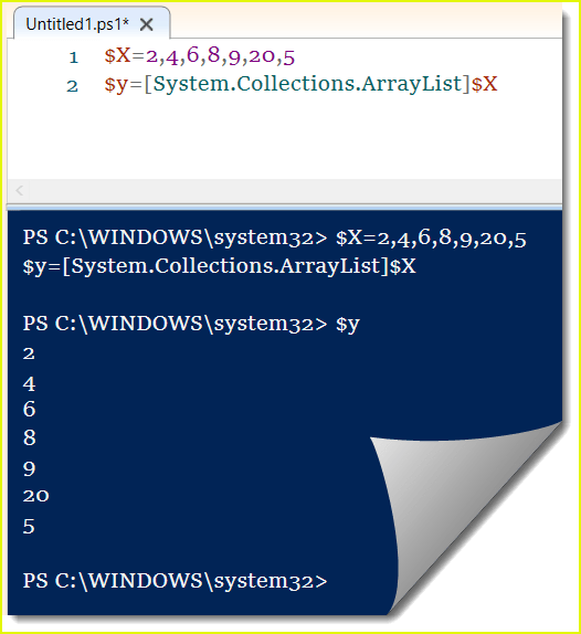 powershell create arraylist from array