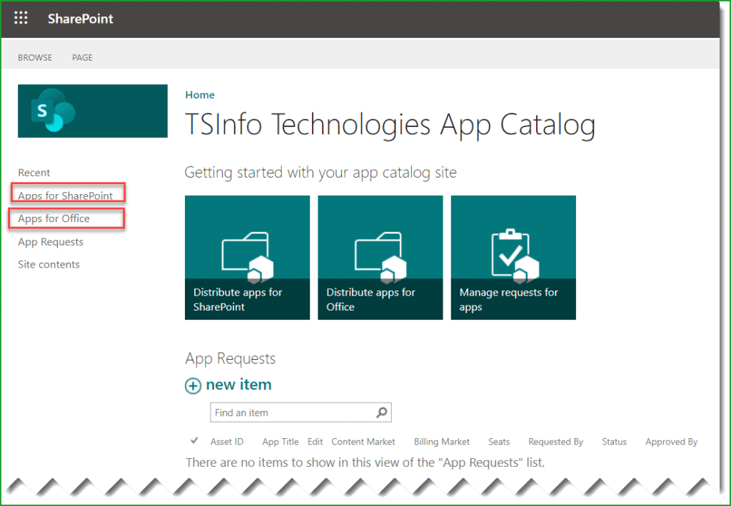 create app catalog sharepoint online office 365