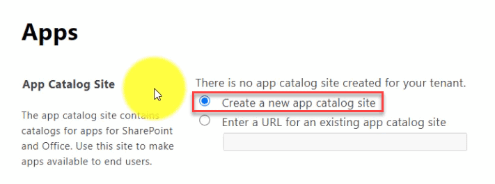 create app catalog sharepoint online