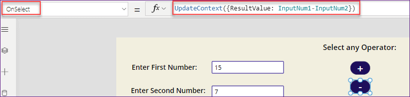 Create calculator in powerapps