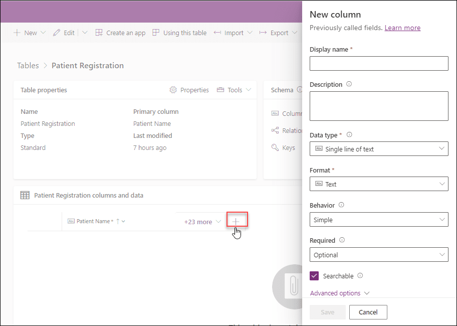 Create column in Dataverse Table