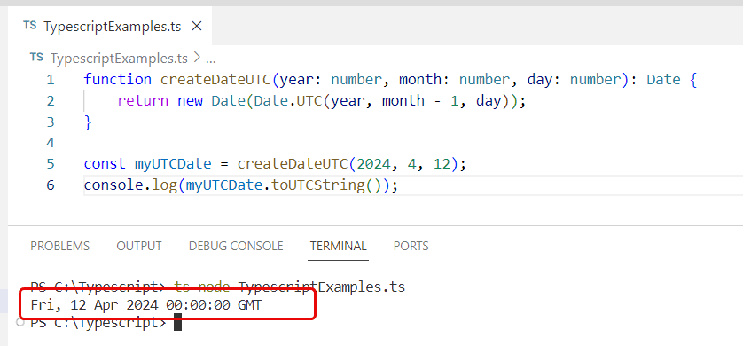 create date from year month day in Typescript