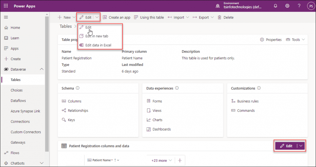 Create Item in Dataverse Table