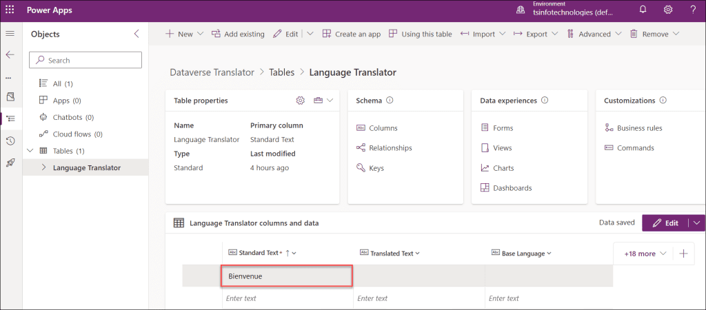 Create Power Automate to translate Text in Dataverse