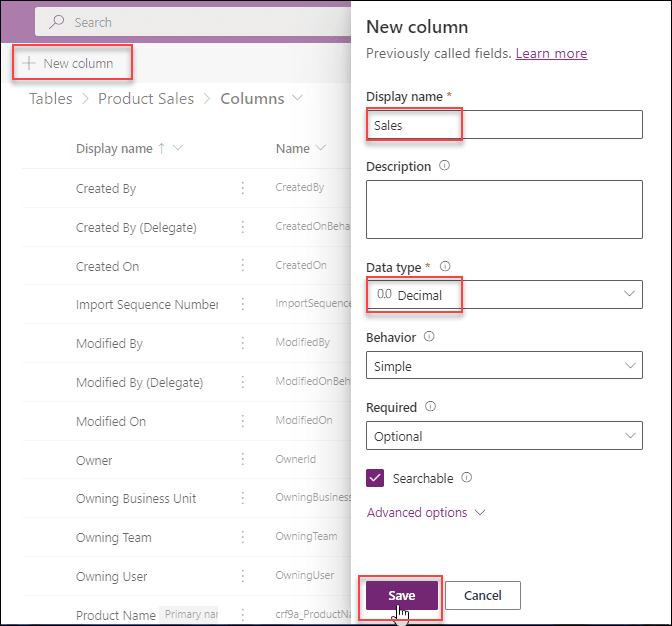 Dataverse create a custom table from excel