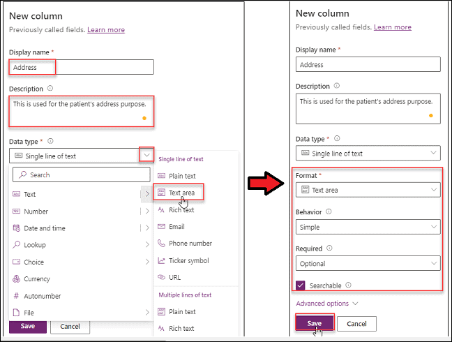 Dataverse create Multiline column