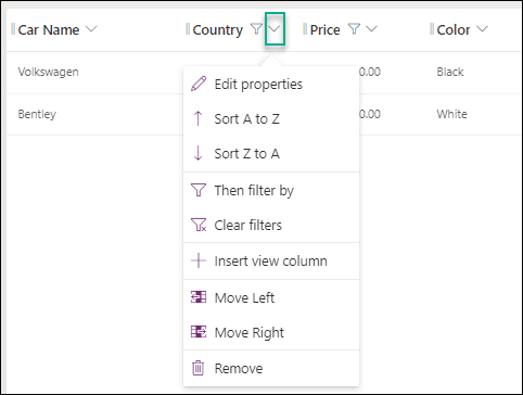 Dataverse create table view