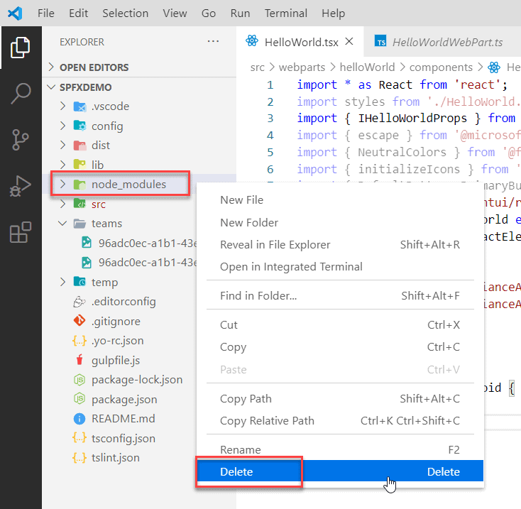 remove node modules