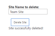 delete site using jsom sharepoint