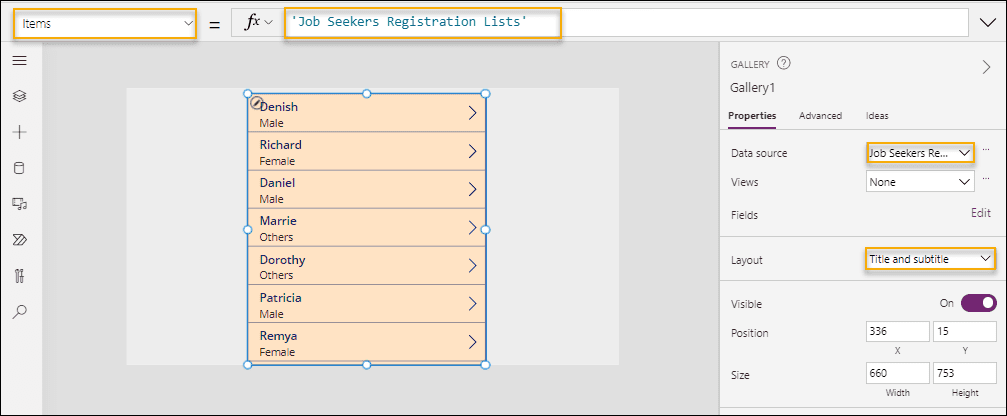 Display Dataverse Records in Power Apps Gallery