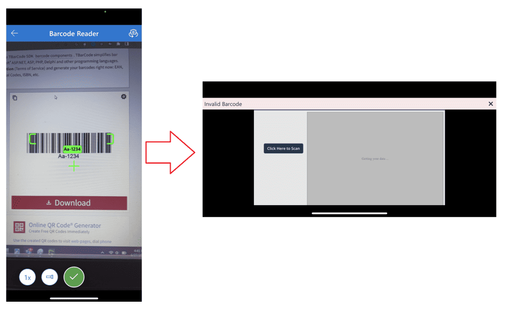 Display Error notification by Scanning Barcode using Power Apps Barcode Reader