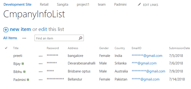 display sharepoint list data in html table using javascript