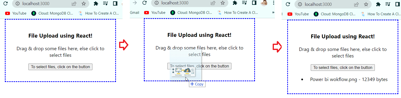 Drag and drop multiple file uploads in react js