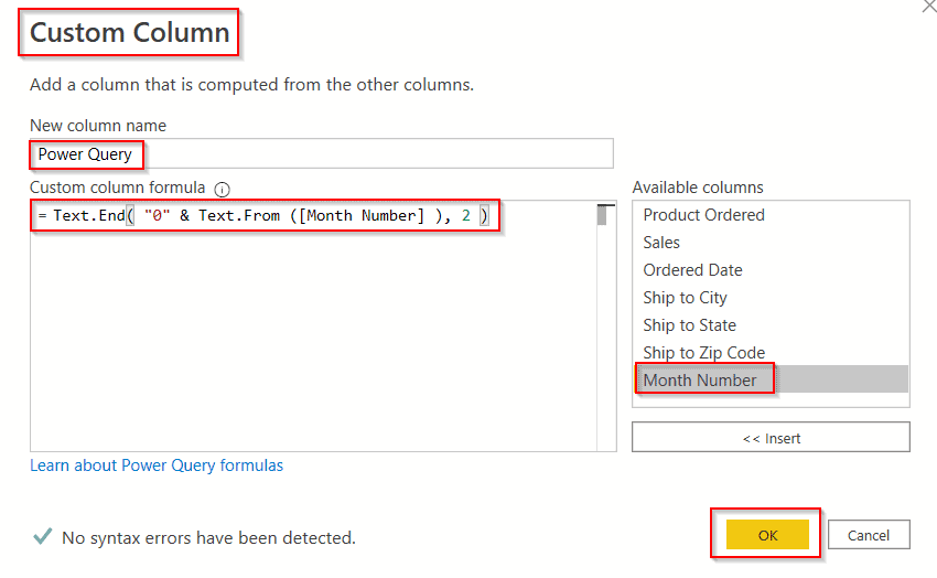 Example of Power BI add Leading Zero to Month