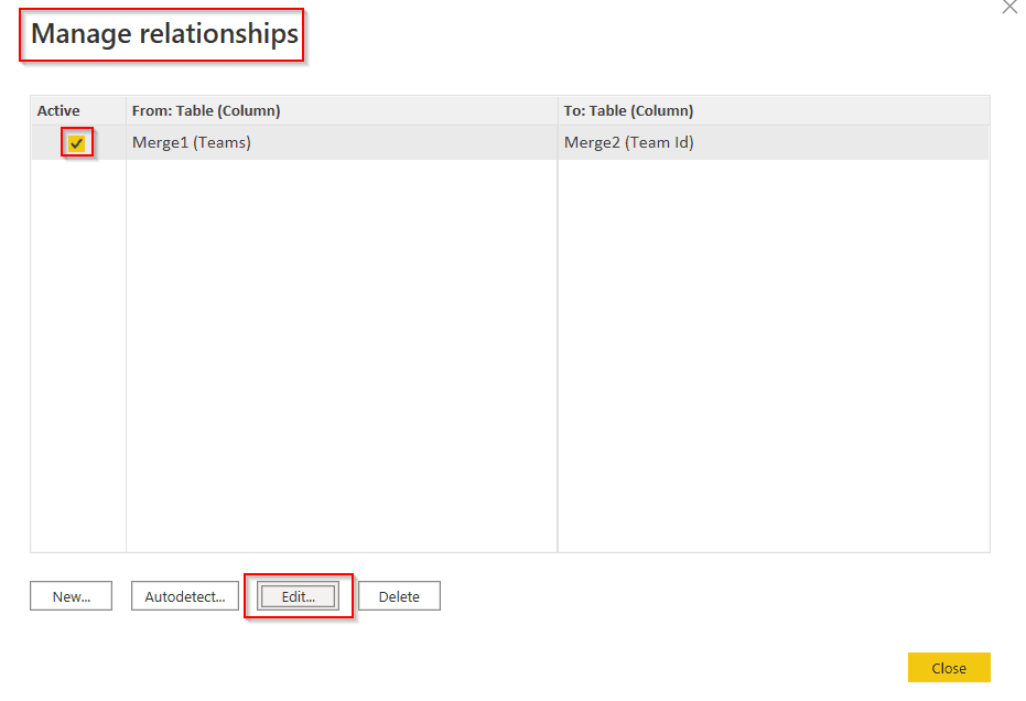 Example of Power BI cross-filter direction