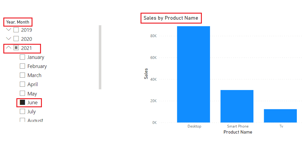 Example of power bi date slicer by month year