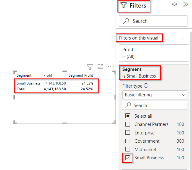 Example of Power BI percentage of total by category with filter Example of Power BI percentage of total by category with filter