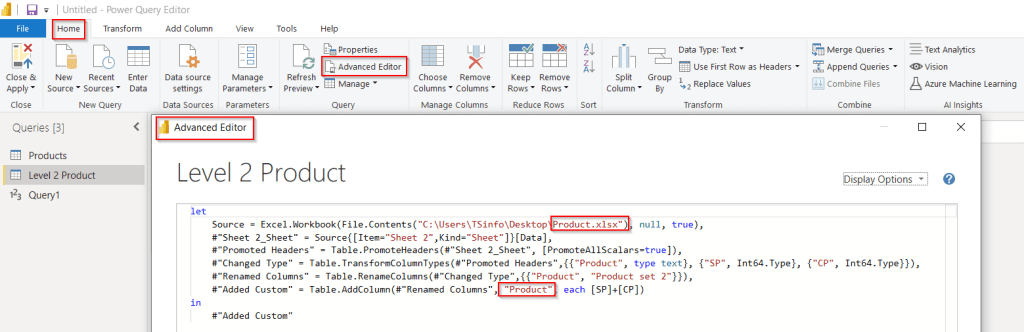 Example of Power query add a column with source name