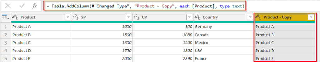 Example of Power query add column from another query