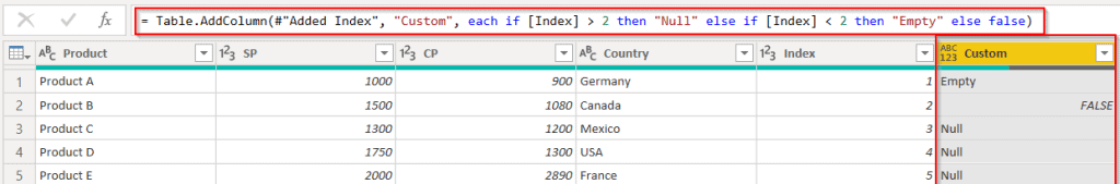 Example of Power query add column range