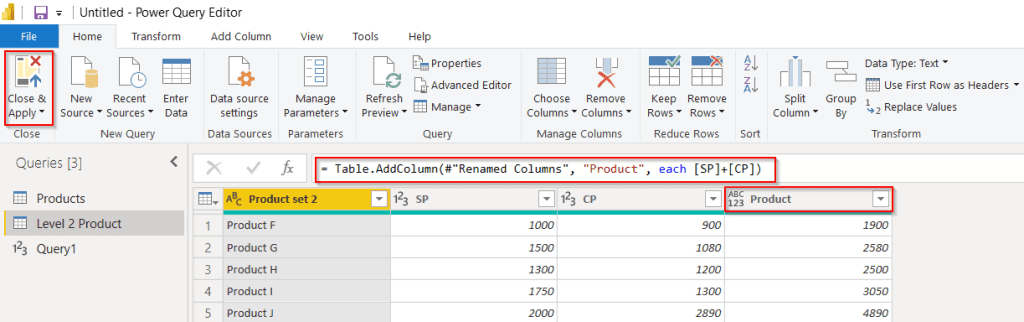 Example of Power query add column with source name