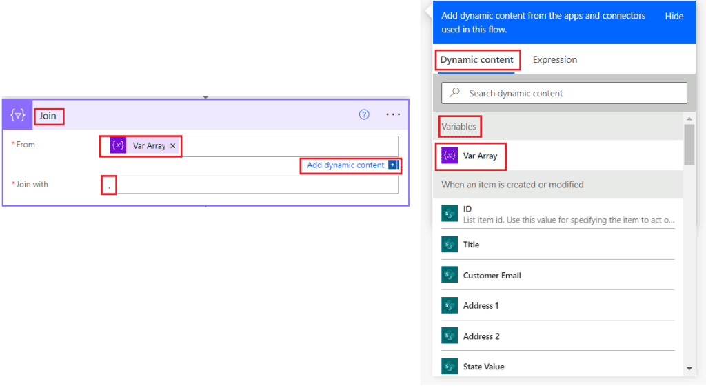 Example to append multiple values dynamically in an array using Power Automate