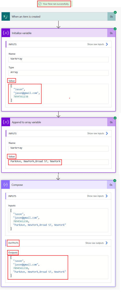 Example to Append string value dynamically to an array using Power Automate flow