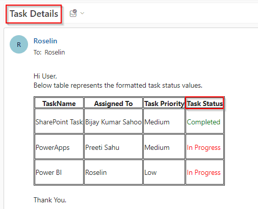 create html table formatting in power automate