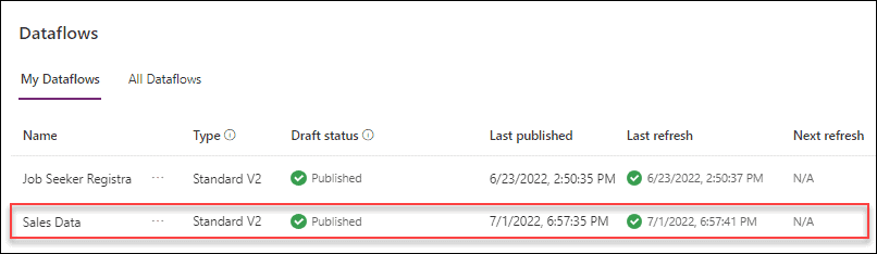 Excel data in dataverse table