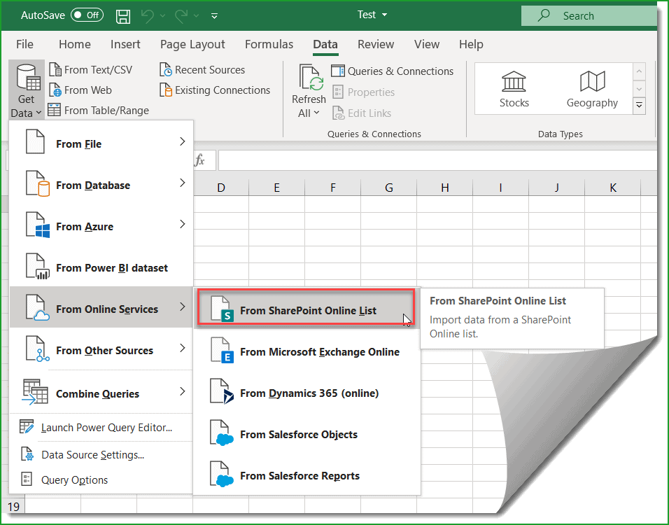 excel get data sharepoint list access to the resource is forbidden