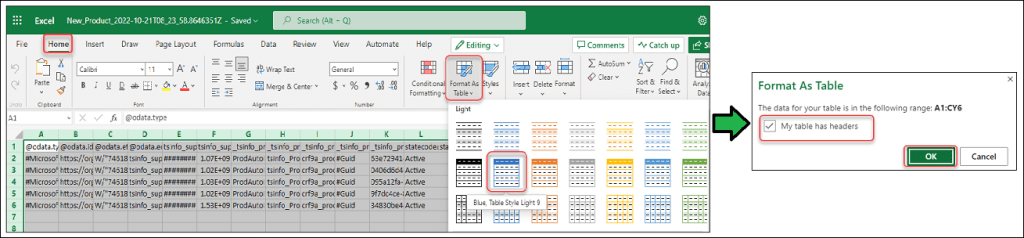 Export dataverse table to excel using microsoft flow