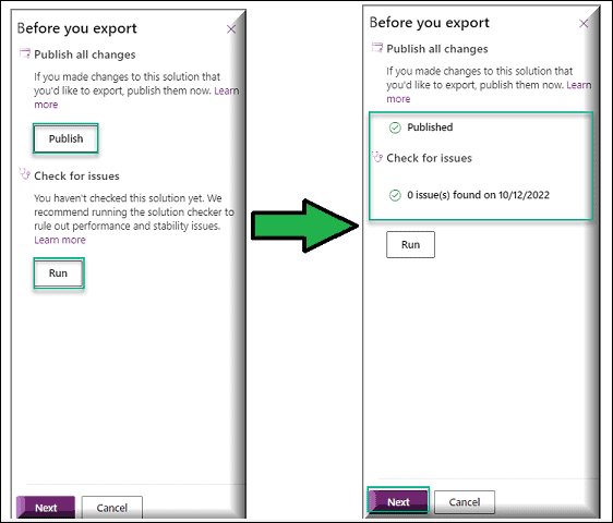 Export solution in dataverse