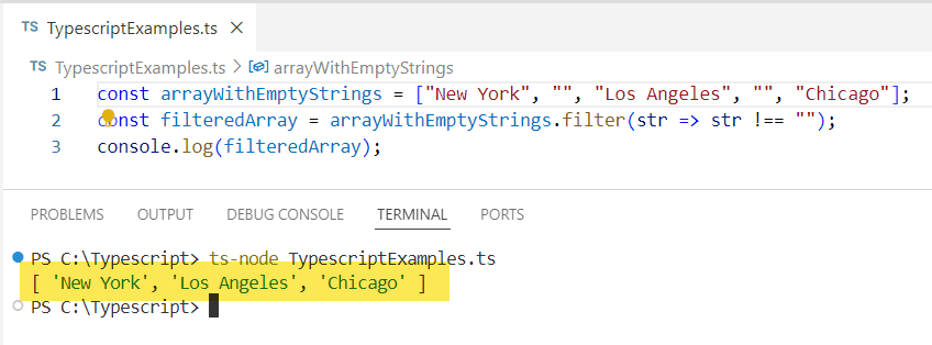 Filter Empty Strings from an Array in TypeScript