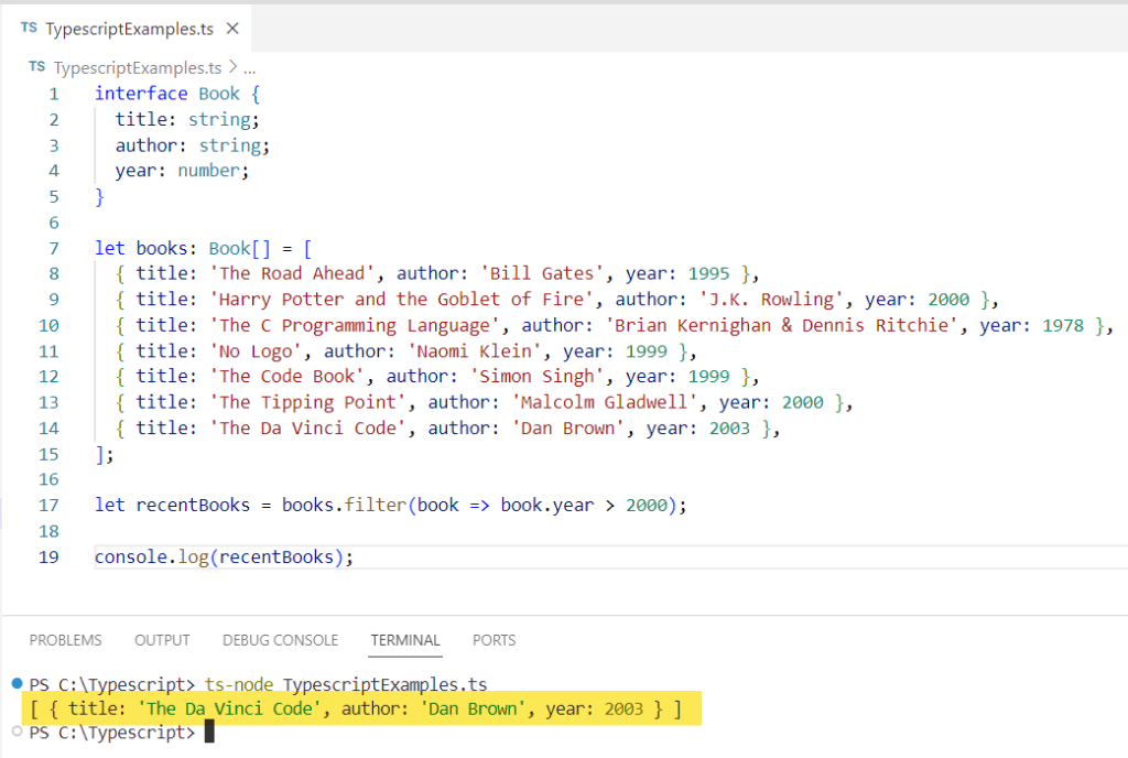 filter() Method in Typescript