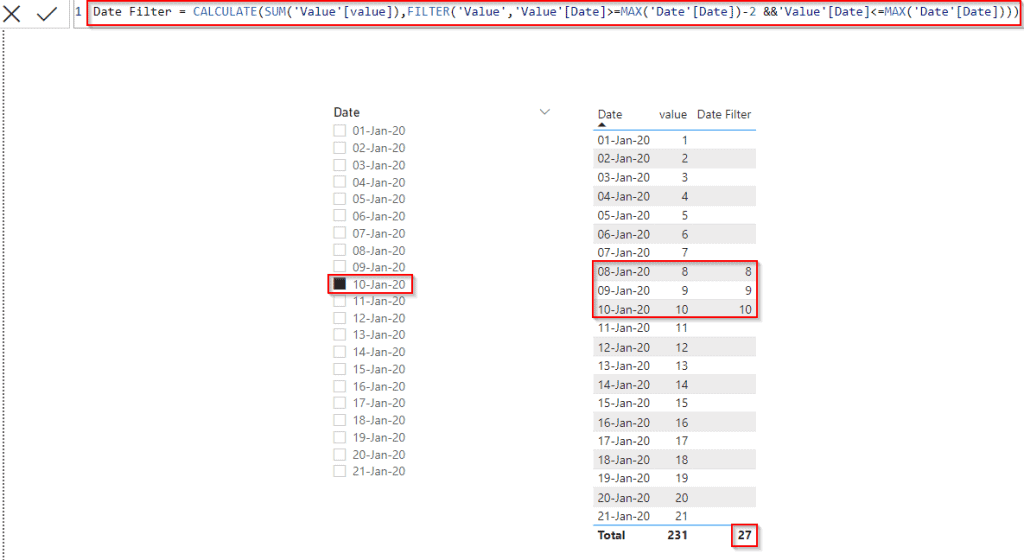 Filter power bi DAX based on condition by the date example