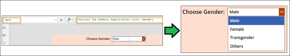 Filter the Dataverse Choice Column by Dropdown