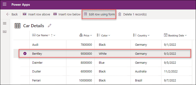 Find Row ID from Dataverse table