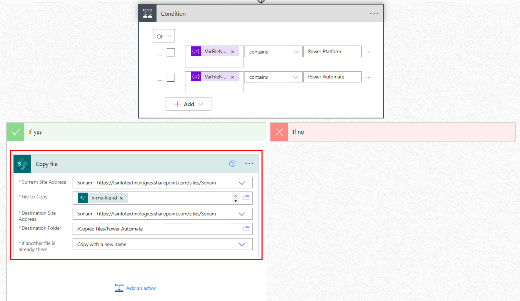 Flow condition based on SharePoint file name